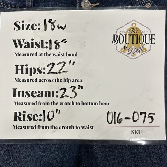 Maurices Womens 18w Long Bootcut Blue Jeans Dark Wash Thick Stitching Stretch - Picture 12 of 14